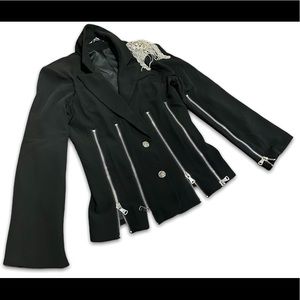 Black blazer with rhinestone fringe size large